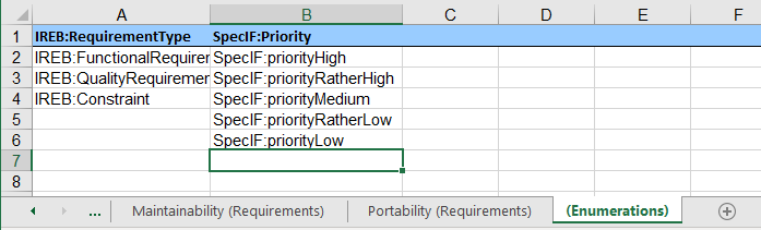 Excel Enumerations